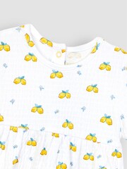 JoJo Maman Bébé White 2-Piece Crinkle Cotton Lemon Top & Shorts Set - Image 4 of 4