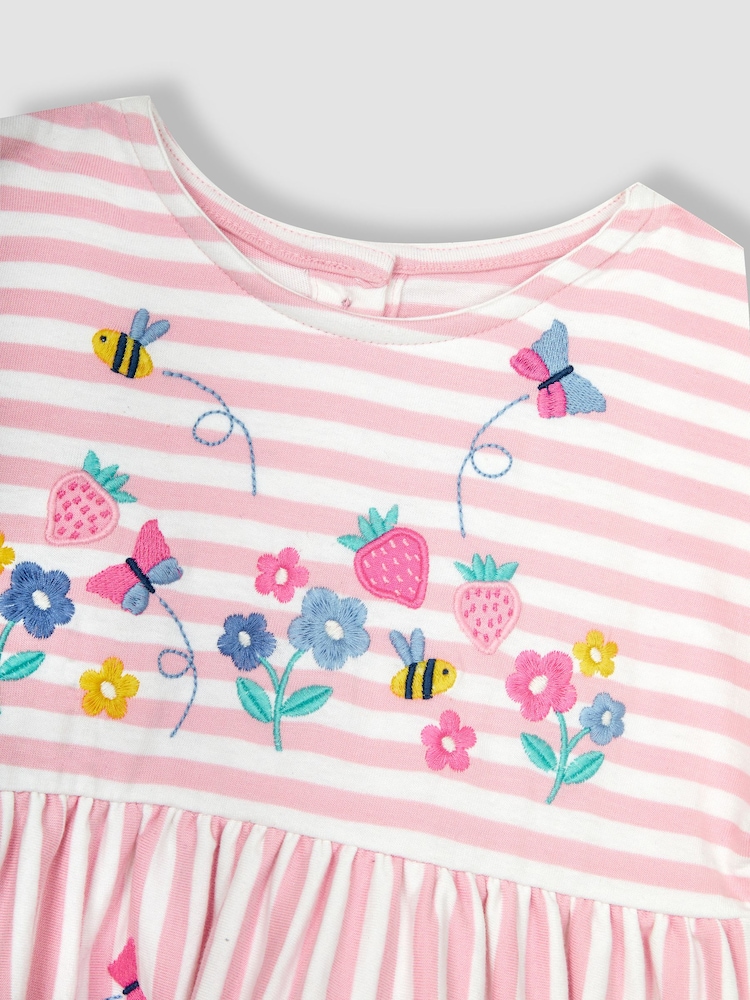 JoJo Maman Bébé Pink 2-Piece Strawberry Appliqué T-Shirt & Shorts Set - Image 4 of 4