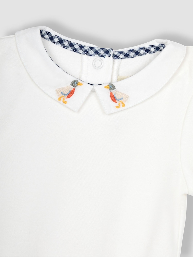 JoJo Maman Bébé Ecru Duck Embroidered Collar Bodysuit - Image 2 of 2