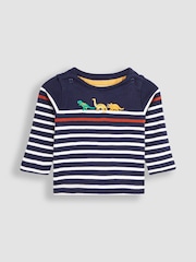 JoJo Maman Bébé Navy Blue Breton Top & Rib Leggings Set - Image 2 of 4