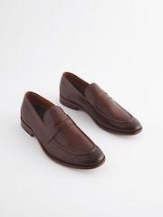 Joules Brown Leather Penny Loafers - Image 1 of 6