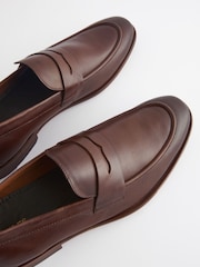 Joules Brown Leather Penny Loafers - Image 3 of 6