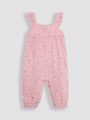 JoJo Maman Bébé Pink Floral 2-Piece Cheesecloth Jumpsuit & Hat Set - Image 2 of 5