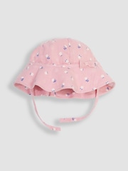 JoJo Maman Bébé Pink Floral 2-Piece Cheesecloth Jumpsuit & Hat Set - Image 4 of 5