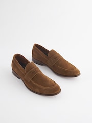Joules Brown Suede Penny Loafers - Image 1 of 6
