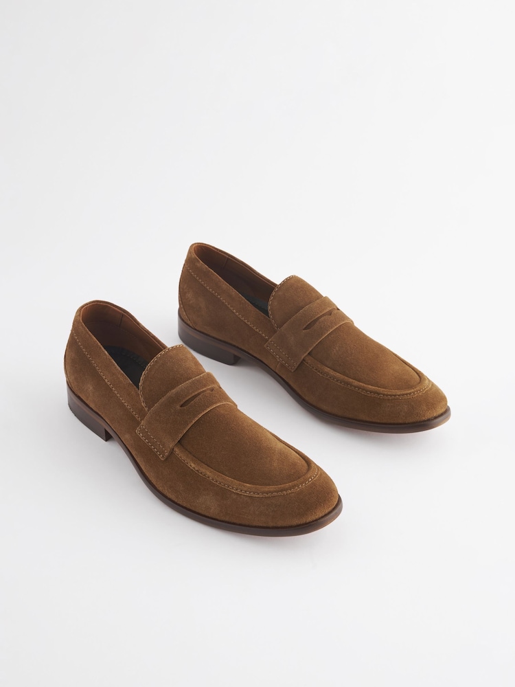 Joules Brown Suede Penny Loafers - Image 1 of 6