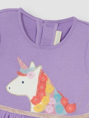 JoJo Maman Bébé Lilac Pretty Unicorn Tulle Party Dress - Image 4 of 5