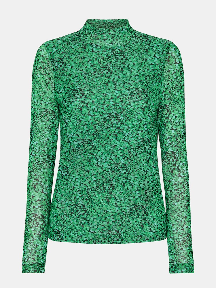 Whistles Green Dappled Floral High Neck Mesh Blouse - Image 5 of 5 Whistles Green Dappled Floral High Neck Mesh Blouse - Image 5 of 5