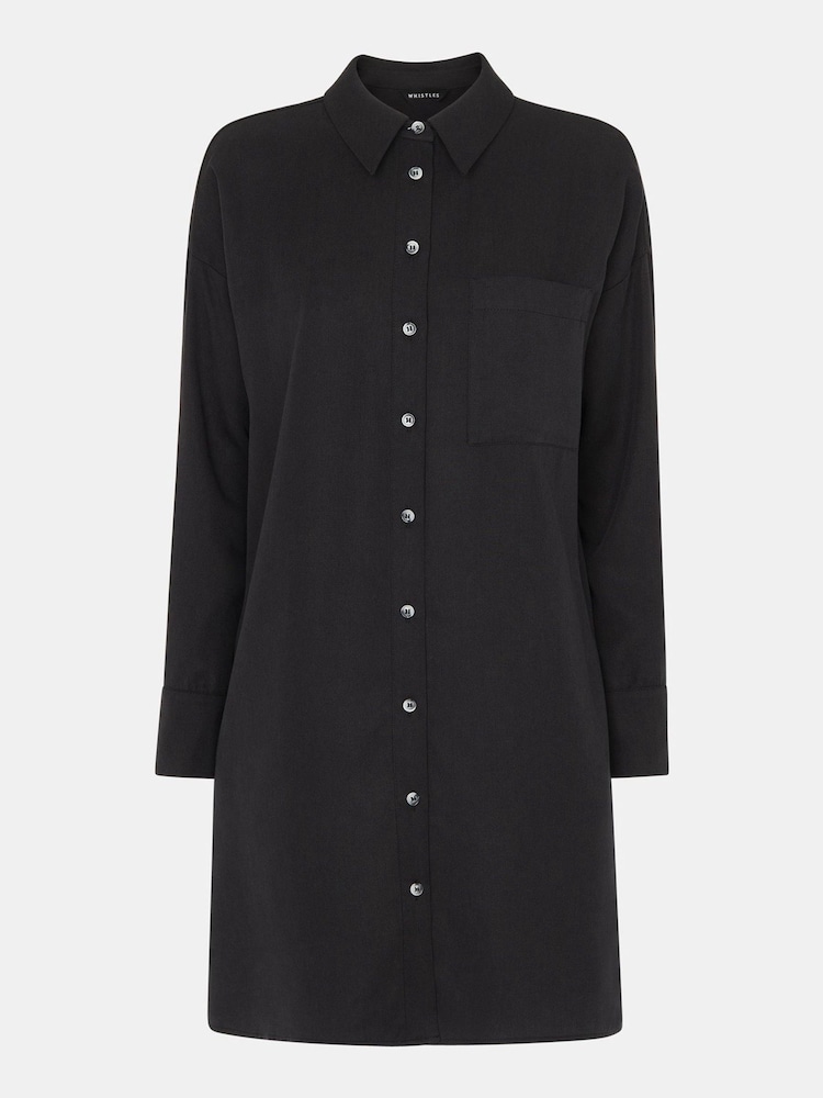 Whistles Helena Relaxed Black Dress - Image 5 of 5