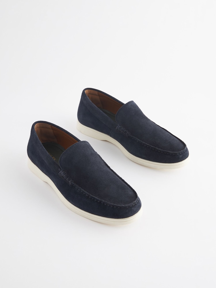 Joules Navy Suede Apron Loafers - Image 1 of 6