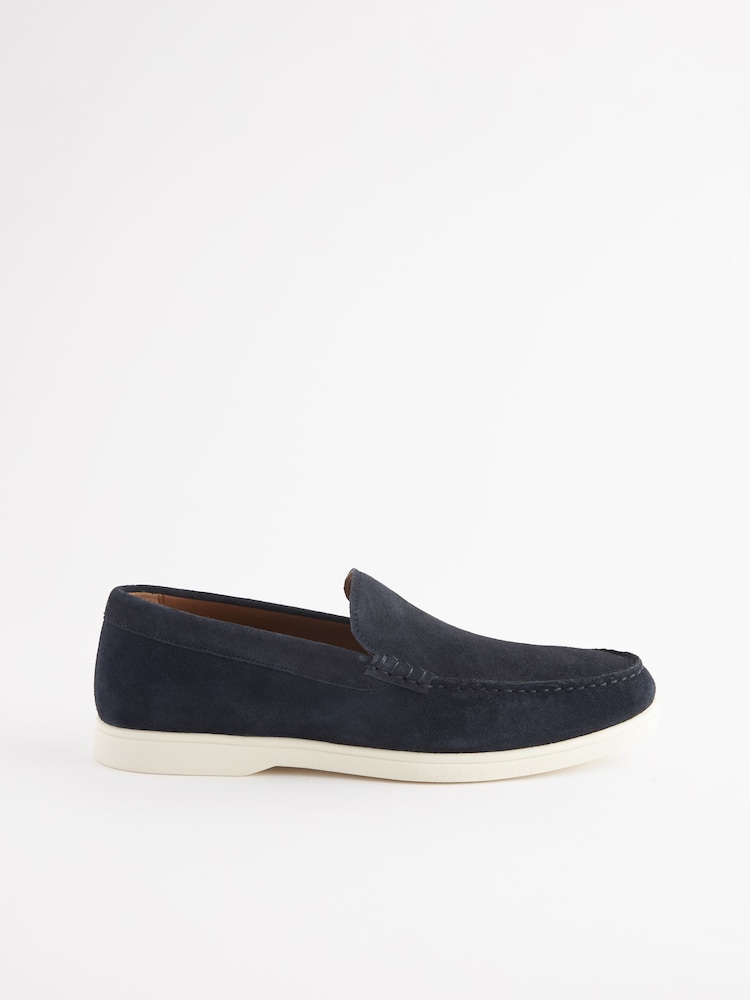 Joules Navy Suede Apron Loafers - Image 2 of 6
