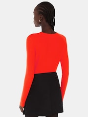 Whistles Red Essential Ribbed Crew T-Shirt - Image 2 of 5