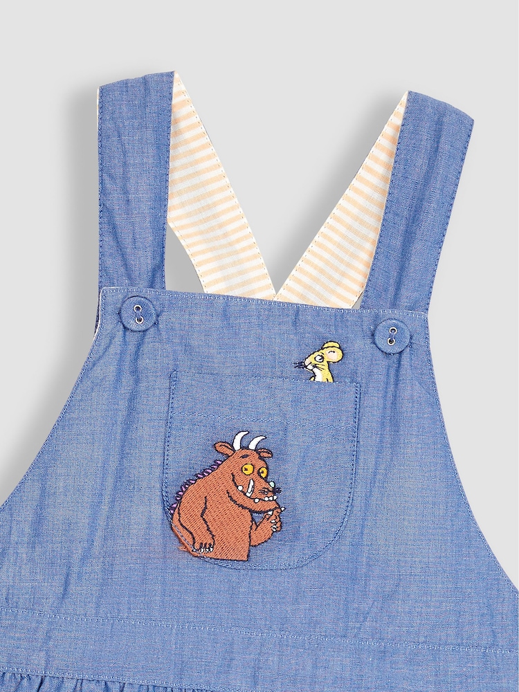 JoJo Maman Bébé Chambray The Gruffalo Appliqué Pocket Culotte Dungarees - Image 7 of 7
