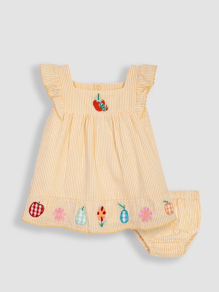 JoJo Maman Bébé Yellow The Very Hungry Caterpillar Appliqué Pretty Summer Dress - Image 1 of 4