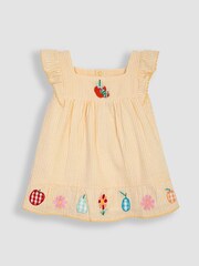 JoJo Maman Bébé Yellow The Very Hungry Caterpillar Appliqué Pretty Summer Dress - Image 3 of 4