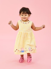JoJo Maman Bébé Yellow Peppa Pig Appliqué Gingham Summer Dress - Image 1 of 6