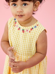 JoJo Maman Bébé Yellow Peppa Pig Appliqué Gingham Summer Dress - Image 2 of 6