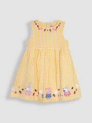 JoJo Maman Bébé Yellow Peppa Pig Appliqué Gingham Summer Dress - Image 4 of 6