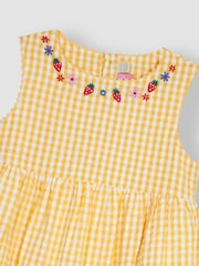 JoJo Maman Bébé Yellow Peppa Pig Appliqué Gingham Summer Dress - Image 5 of 6