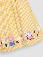 JoJo Maman Bébé Yellow Peppa Pig Appliqué Gingham Summer Dress - Image 6 of 6