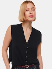 Whistles Black Button Through Bailey Gilet - Image 1 of 5