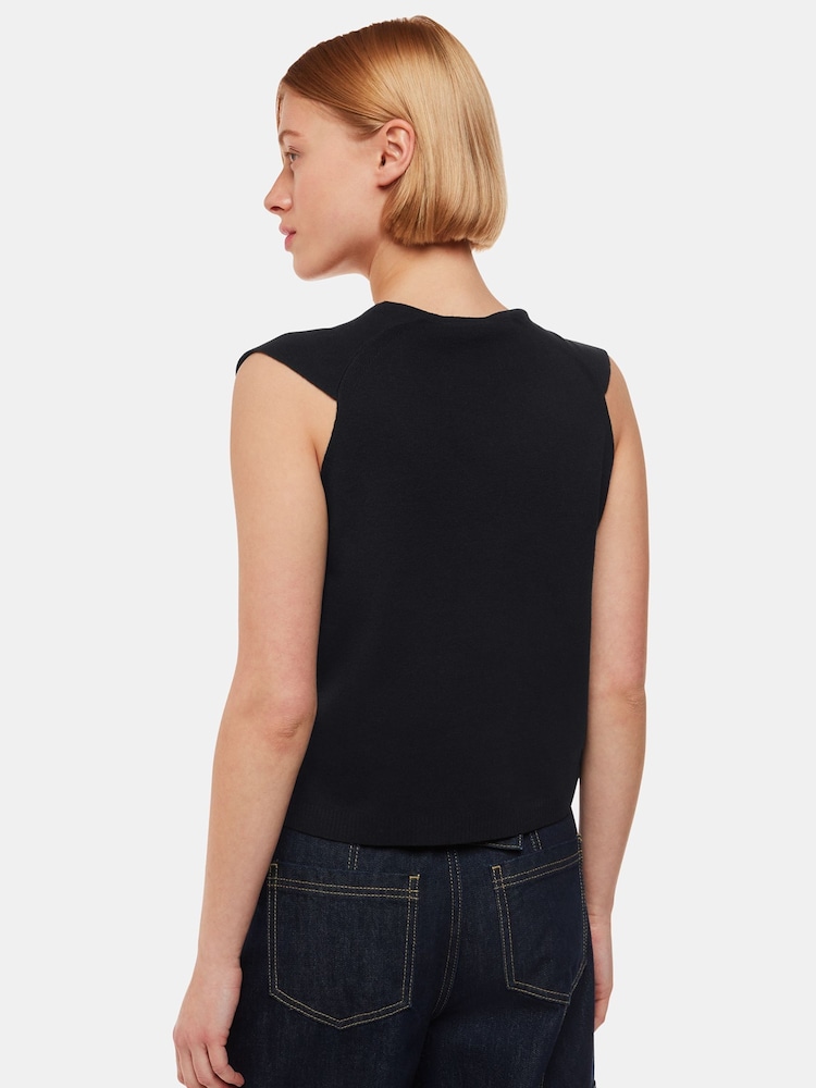 Whistles Black Button Through Bailey Gilet - Image 2 of 5 Whistles Black Button Through Bailey Gilet - Image 2 of 5