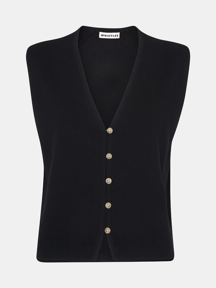 Whistles Black Button Through Bailey Gilet - Image 5 of 5 Whistles Black Button Through Bailey Gilet - Image 5 of 5