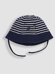 JoJo Maman Bébé Navy Ecru Stripe Stripe Baby Sun Hat - Image 1 of 3