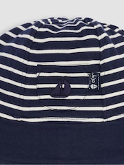 JoJo Maman Bébé Navy Ecru Stripe Stripe Baby Sun Hat - Image 3 of 3