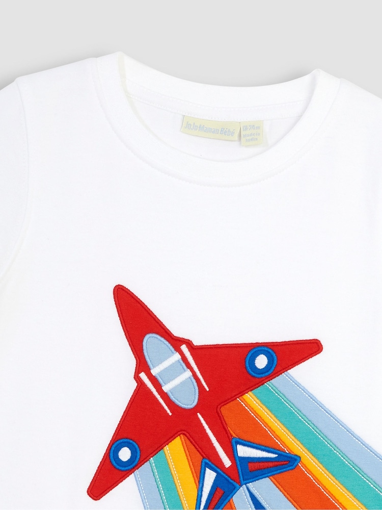 JoJo Maman Bébé White Red Arrows Appliqué T-Shirt - Image 2 of 5