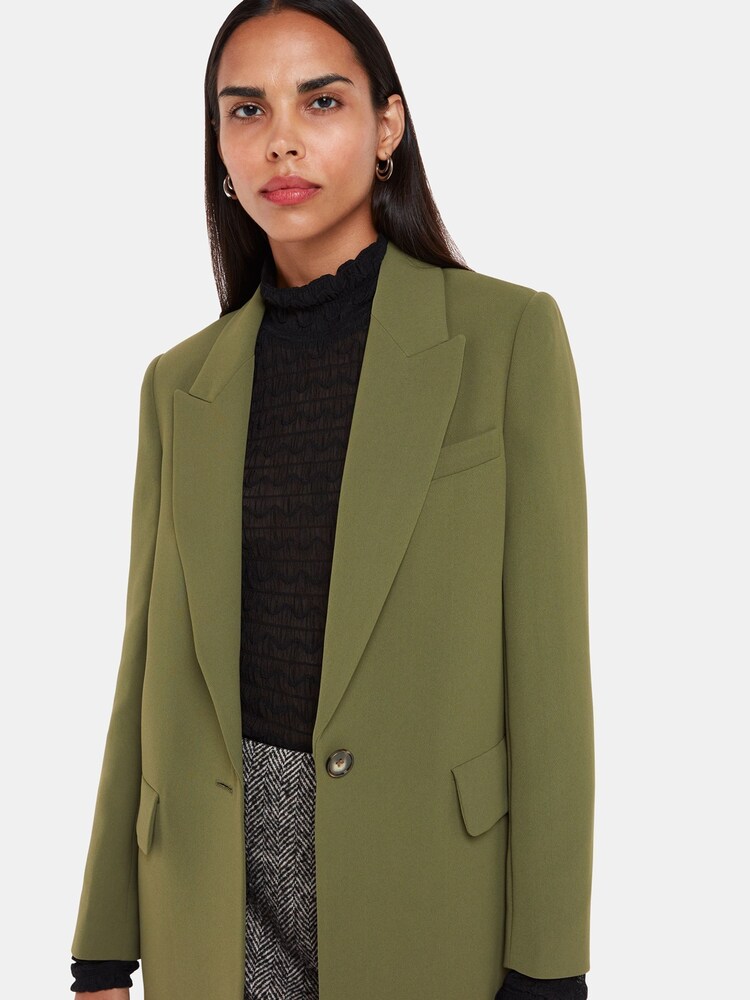 Whistles Green Crepe Boyfriend Blazer - Image 2 of 5
