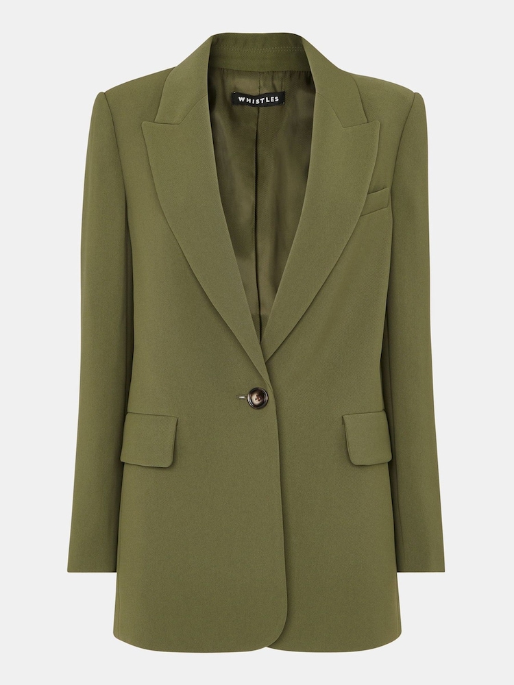 Whistles Green Crepe Boyfriend Blazer - Image 5 of 5