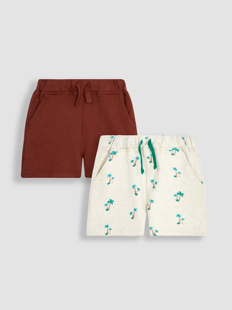 JoJo Maman Bébé Natural Palm Tree 2-Pack Printed Shorts - Image 1 of 3