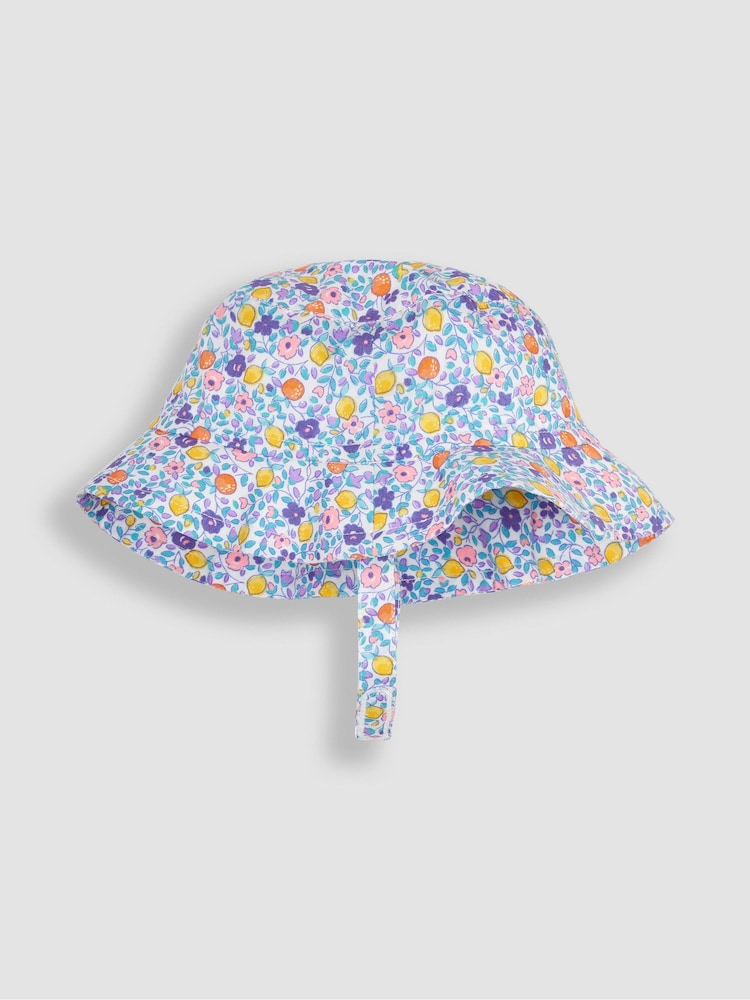 JoJo Maman Bébé Lilac Purple Lemon Ditsy Floral Pretty Sun Hat - Image 1 of 3