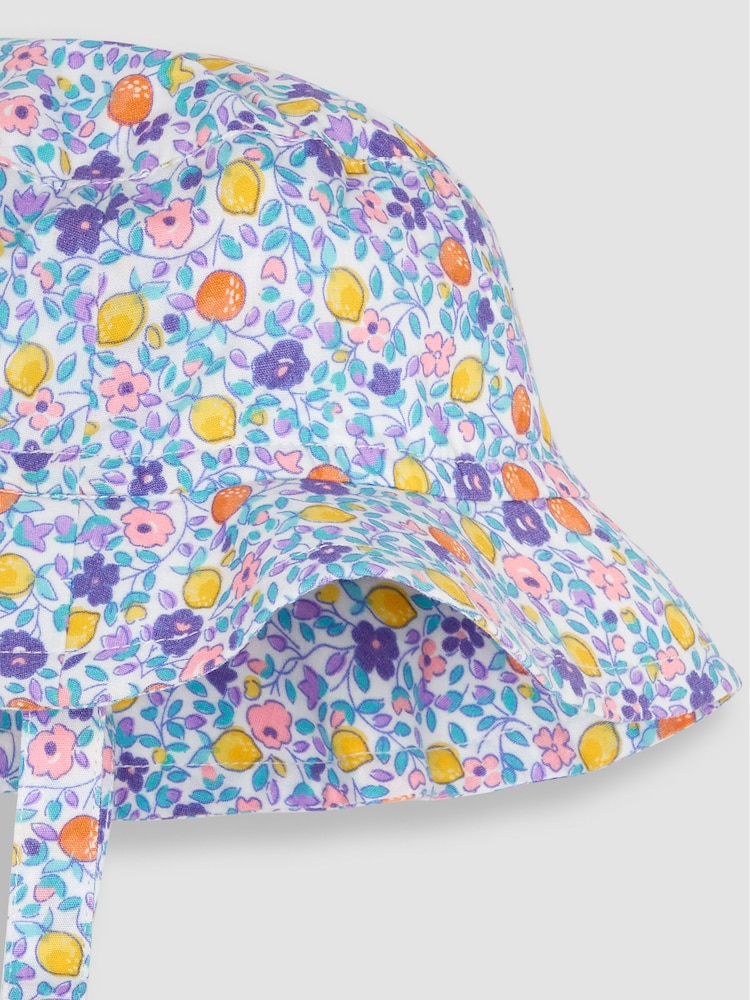 JoJo Maman Bébé Lilac Purple Lemon Ditsy Floral Pretty Sun Hat - Image 3 of 3