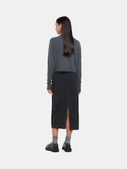 Whistles Grey Straight Denim 100% Cotton Midi Skirt - Image 2 of 5