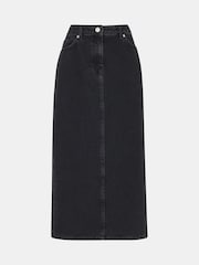 Whistles Grey Straight Denim 100% Cotton Midi Skirt - Image 5 of 5
