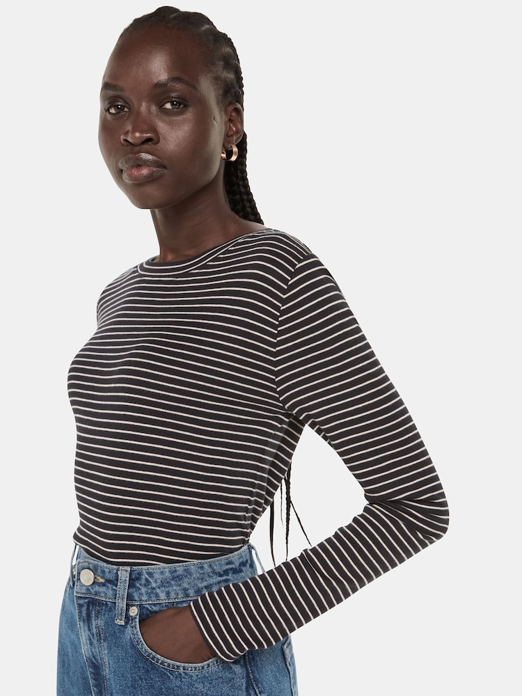 Whistles Blue Essential Slim Stripe Crew T-Shirt - Image 1 of 5 Whistles Blue Essential Slim Stripe Crew T-Shirt - Image 1 of 5