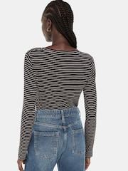 Whistles Blue Essential Slim Stripe Crew T-Shirt - Image 2 of 5