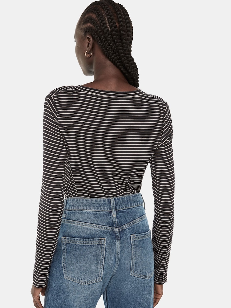 Whistles Blue Essential Slim Stripe Crew T-Shirt - Image 2 of 5