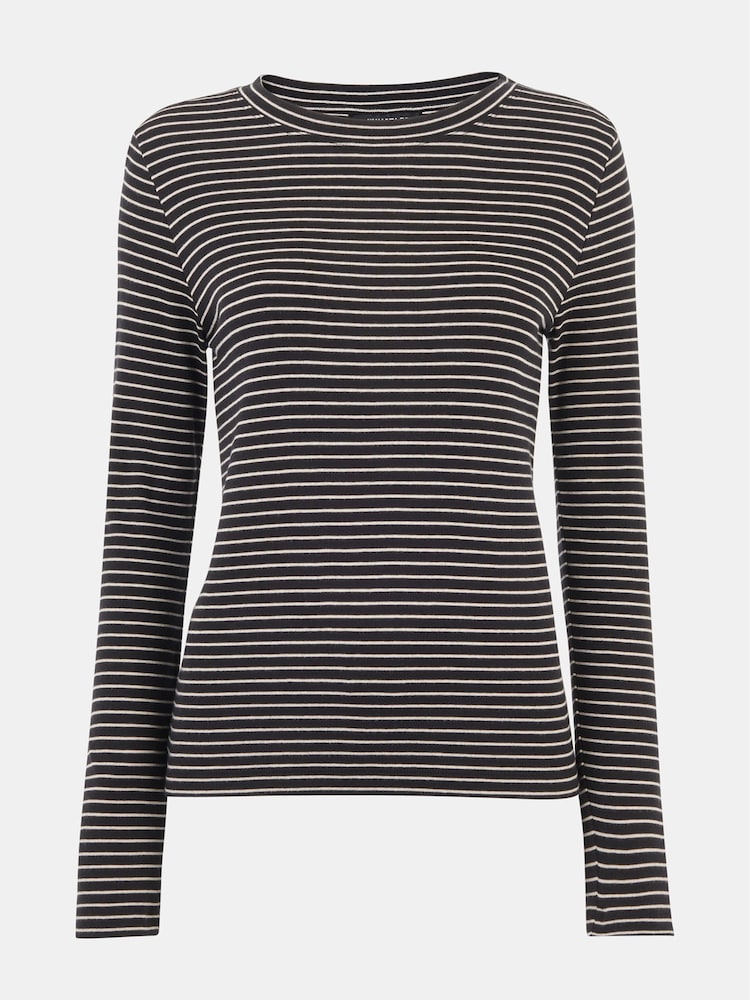 Whistles Blue Essential Slim Stripe Crew T-Shirt - Image 5 of 5 Whistles Blue Essential Slim Stripe Crew T-Shirt - Image 5 of 5