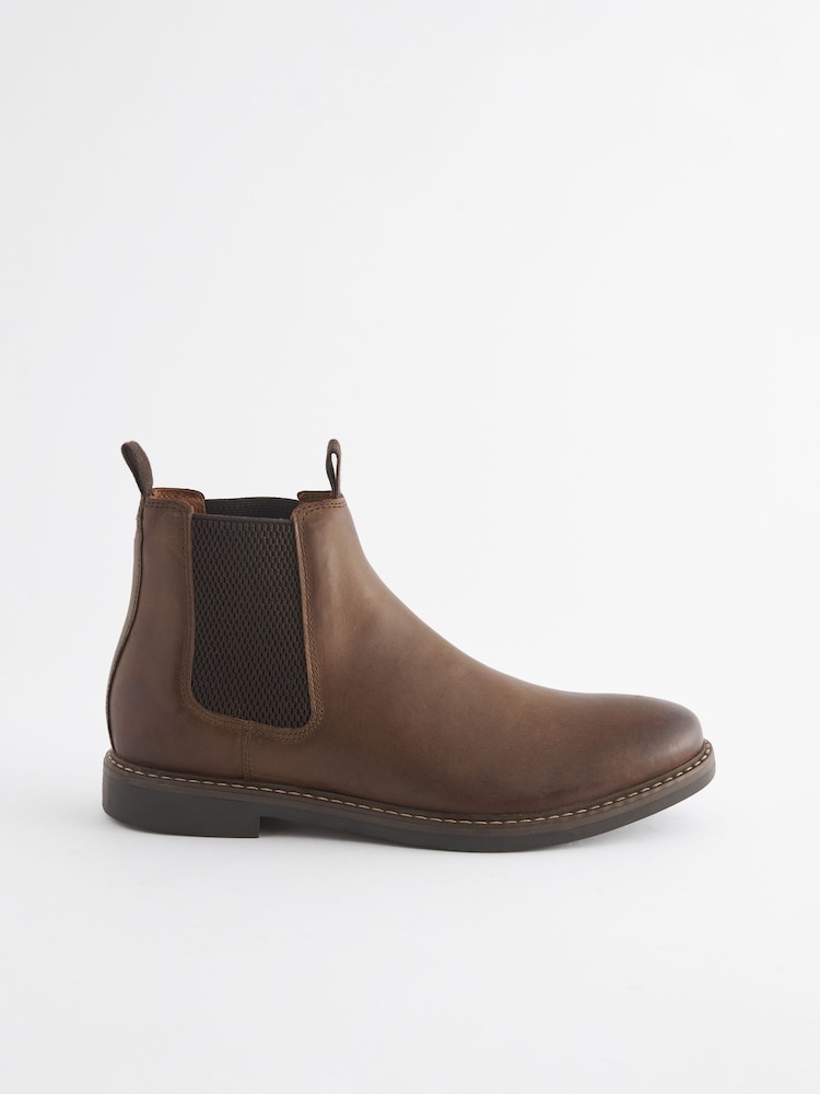 Joules Brown Leather Chelsea Boots - Image 2 of 6