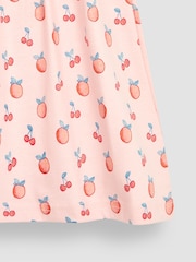 JoJo Maman Bébé Pink Peach & Cherry Cross Back Smocked Jersey Dress - Image 3 of 5