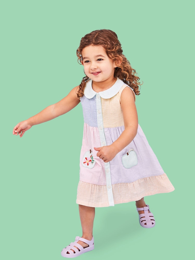 JoJo Maman Bébé Green The Very Hungry Caterpillar Embroidered Button Through Dress - Image 1 of 4
