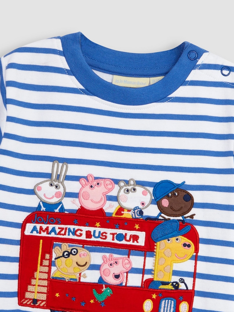 JoJo Maman Bébé Blue 2-Piece Peppa Pig Appliqué T-Shirt & Shorts Set - Image 3 of 3
