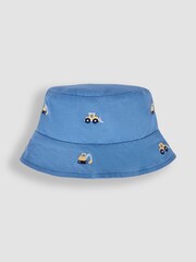 JoJo Maman Bébé Blue Digger Embroidered Twill Sun Hat - Image 1 of 3