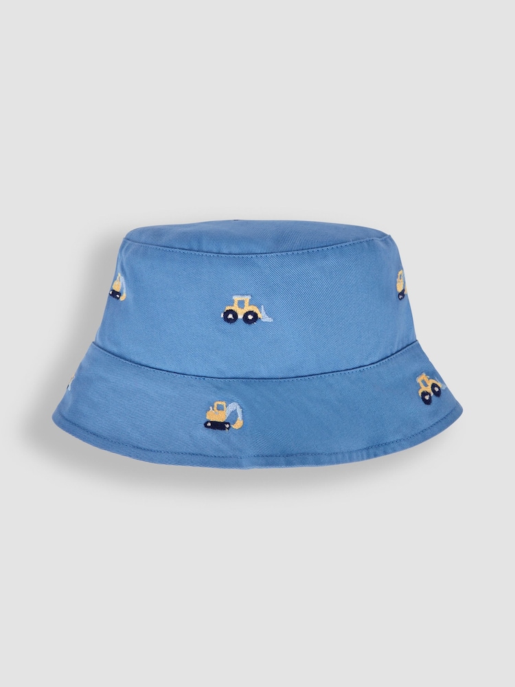JoJo Maman Bébé Blue Digger Embroidered Twill Sun Hat - Image 1 of 3