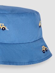 JoJo Maman Bébé Blue Digger Embroidered Twill Sun Hat - Image 2 of 3