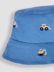 JoJo Maman Bébé Blue Digger Embroidered Twill Sun Hat - Image 3 of 3