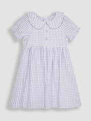 JoJo Maman Bébé Lilac Purple Gingham Button Front Collar Tea Dress - Image 1 of 3
